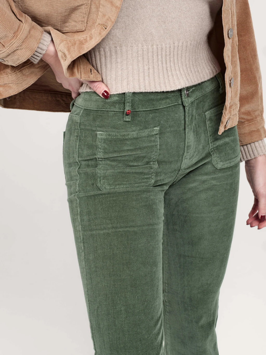 Pantalon bootcut en velours taille mi-haute BELLA