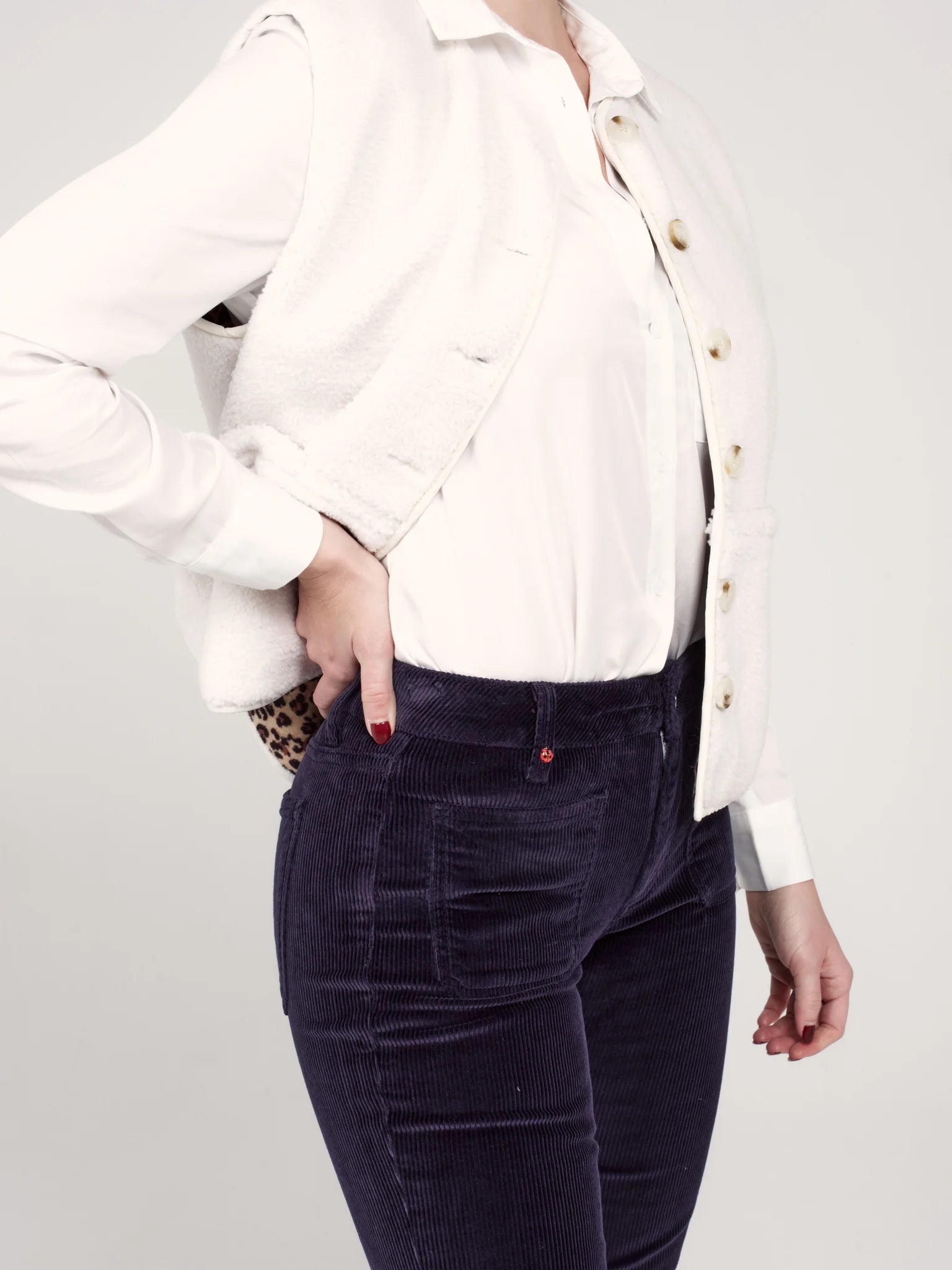 BELLA mid-rise bootcut velvet trousers
