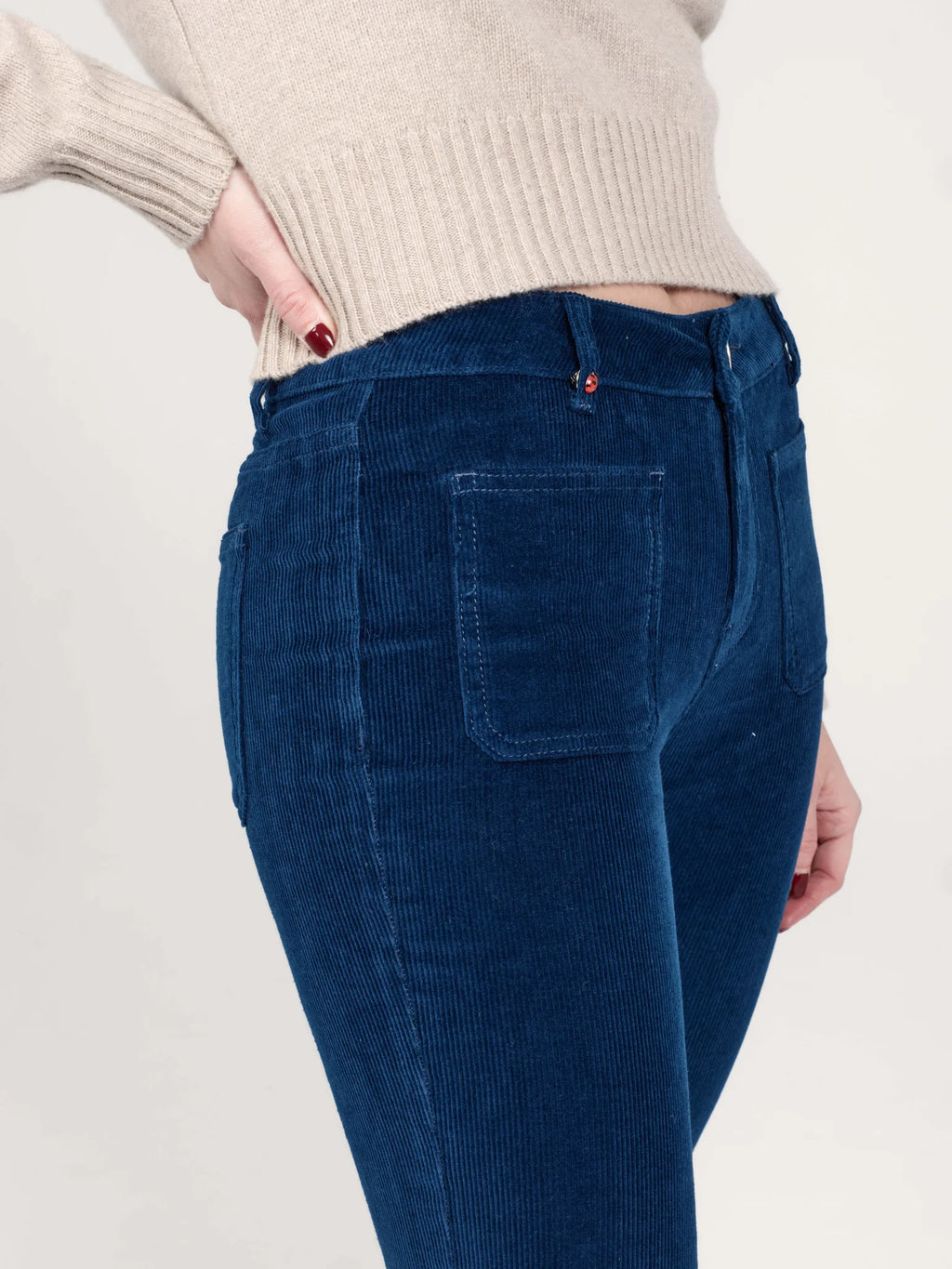 BELLA Mid-Rise Bootcut Velvet Trousers