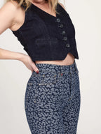 FOREST JACQUARD cropped flared jeans