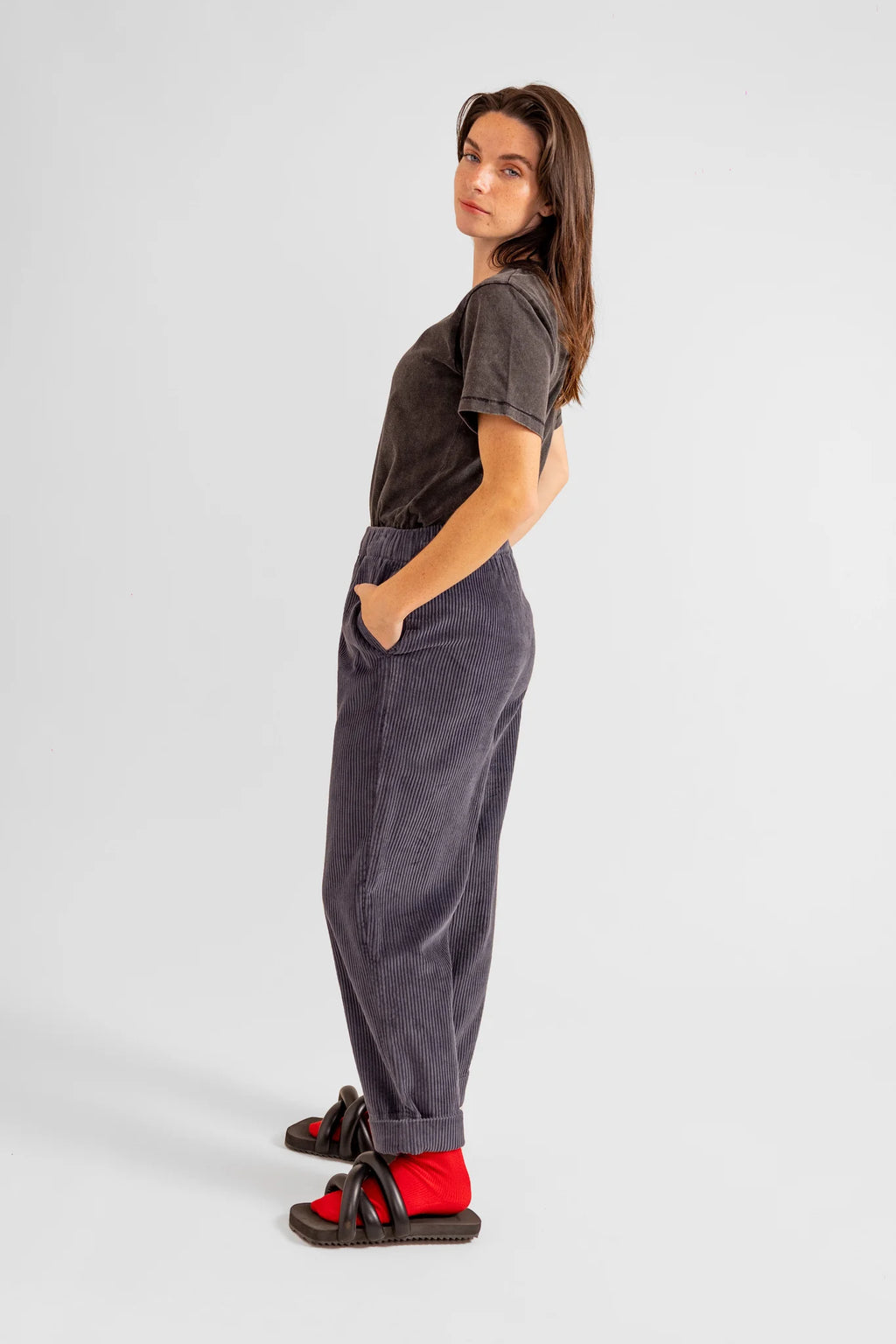 FRANCE mom fit corduroy trousers