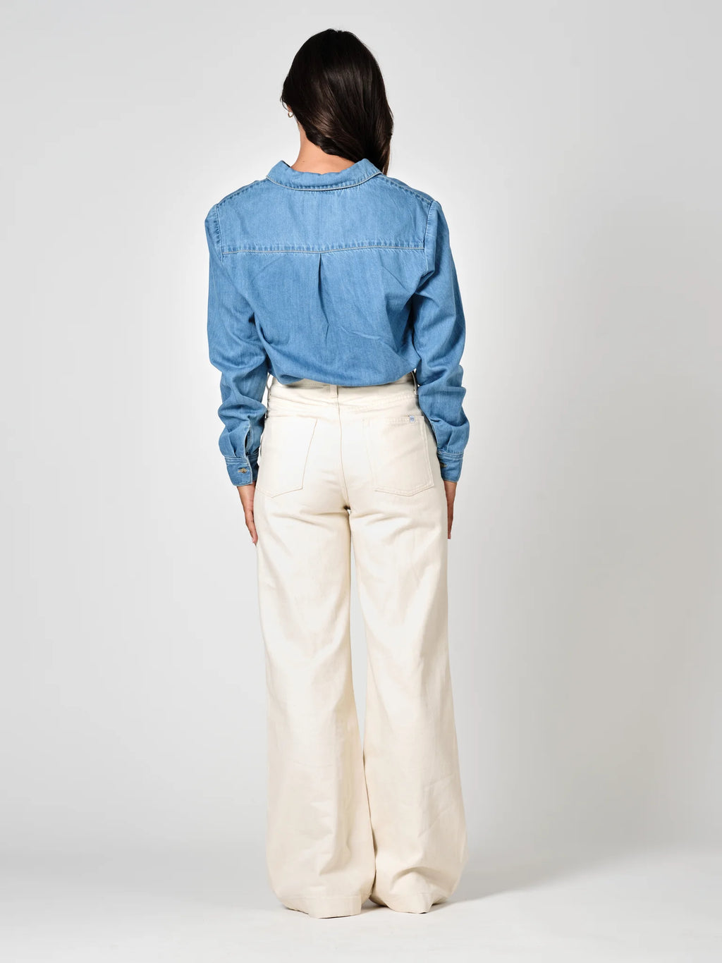 Jean large taille haute beige FLEURE