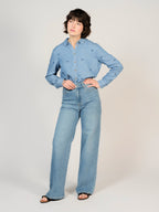Jean large bleu FLORA STRASS