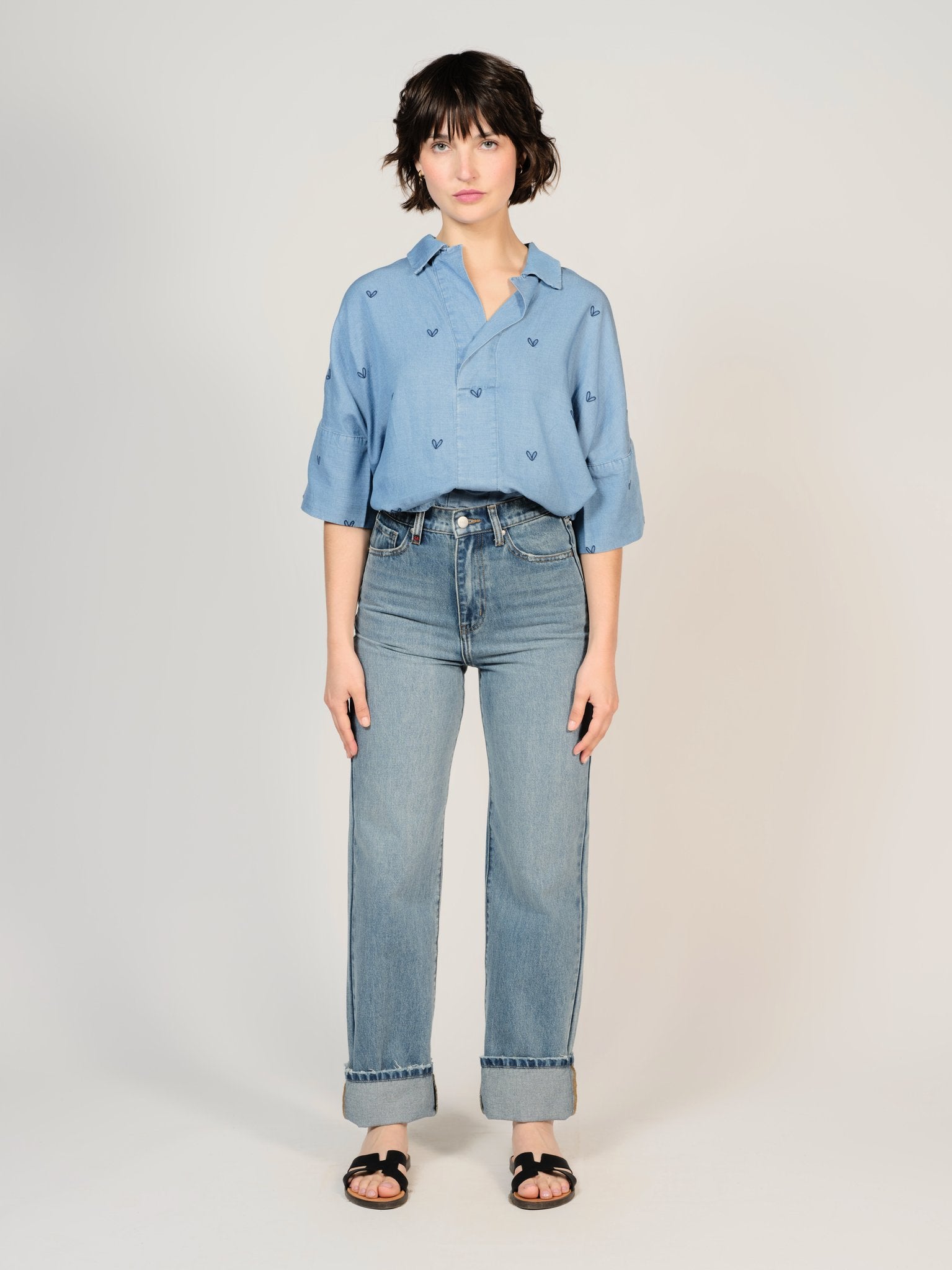 Jean droit bleu POLA LONG en 100% Coton