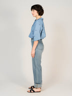 Pola Long blue straight jeans in 100% Cotton