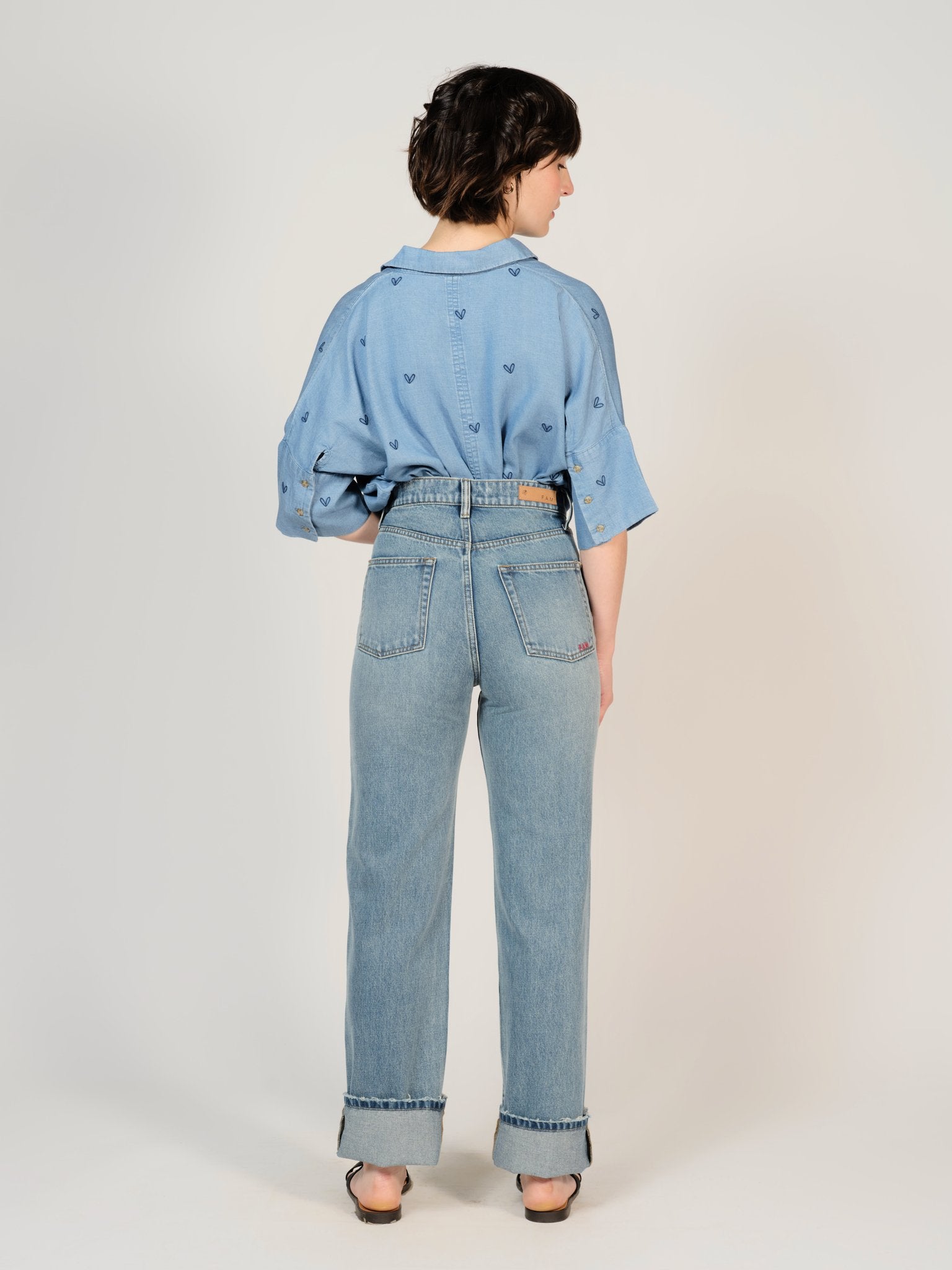 Jean droit bleu POLA LONG en 100% Coton