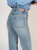 Pola Long blue straight jeans in 100% Cotton