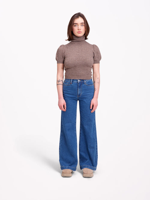 FLEURE STONE High-waisted wide-leg jeans