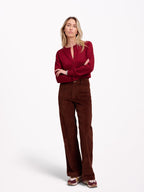 Pantalon évasé taille haute en velours FAUVE M - Seconde vie
