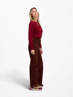 Pantalon évasé taille haute en velours FAUVE M - Seconde vie