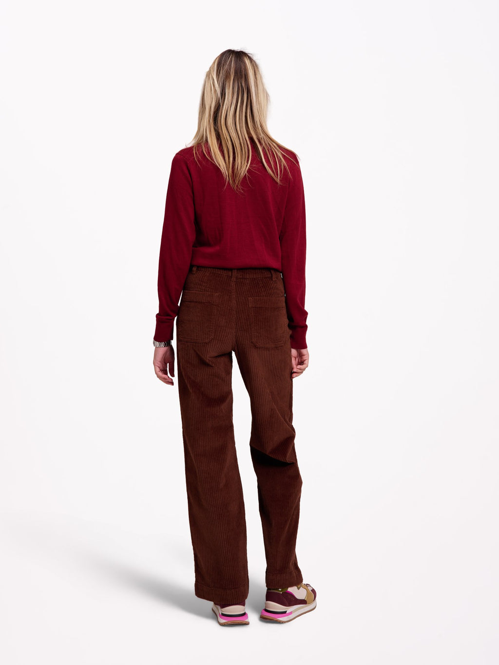 Pantalon évasé taille haute en velours FAUVE M - Seconde vie