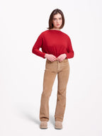 Pantalon bootcut en velours taille mi-haute BELLA