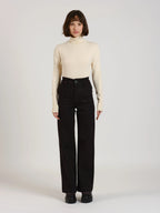 Jean évasé taille haute noir FAUVE avec poches avant