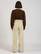 Pantalon évasé taille haute en velours FAUVE