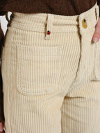 Pantalon évasé taille haute en velours FAUVE