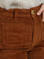 Pantalon évasé taille haute en velours FAUVE