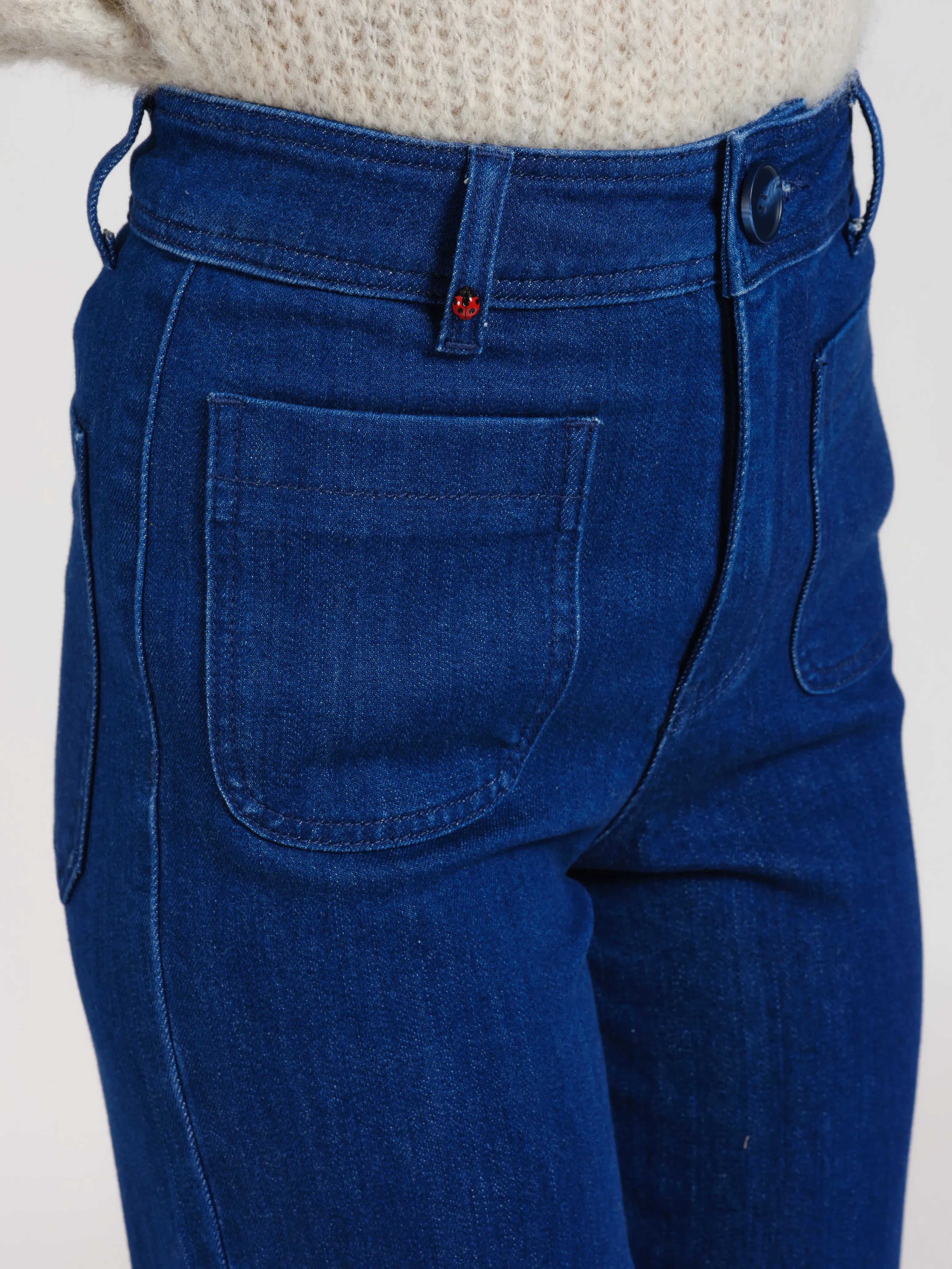 Jean évasé taille haute marine FAUVE