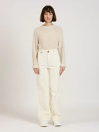 Pantalon évasé taille haute en velours FAUVE