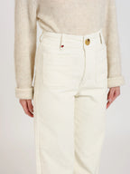 Pantalon évasé taille haute en velours FAUVE