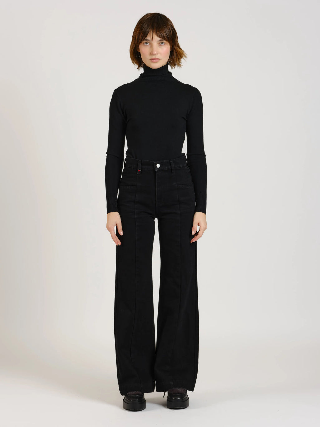Jean large taille mi-haute noir FILA