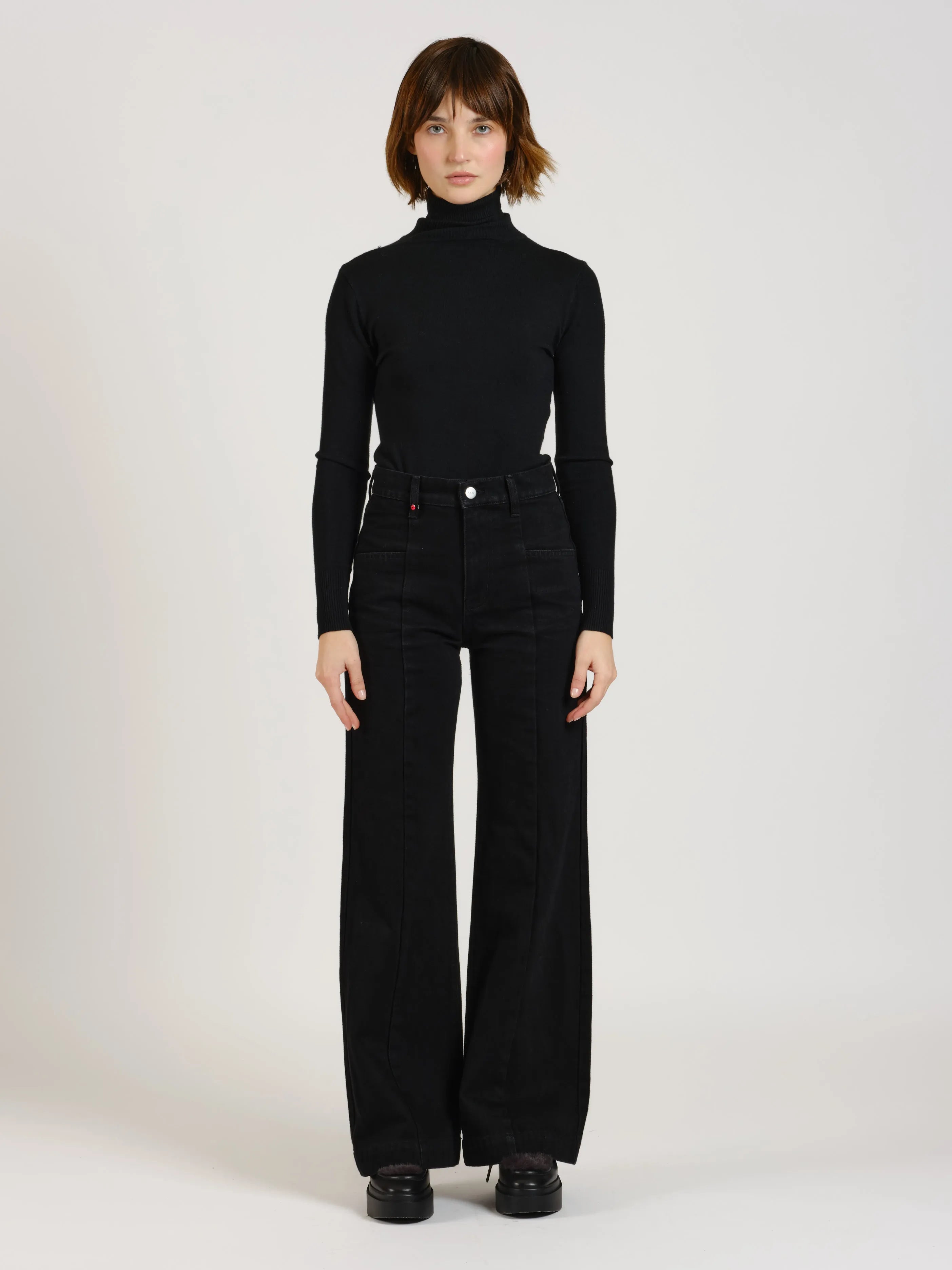 Jean large taille mi-haute noir FILA