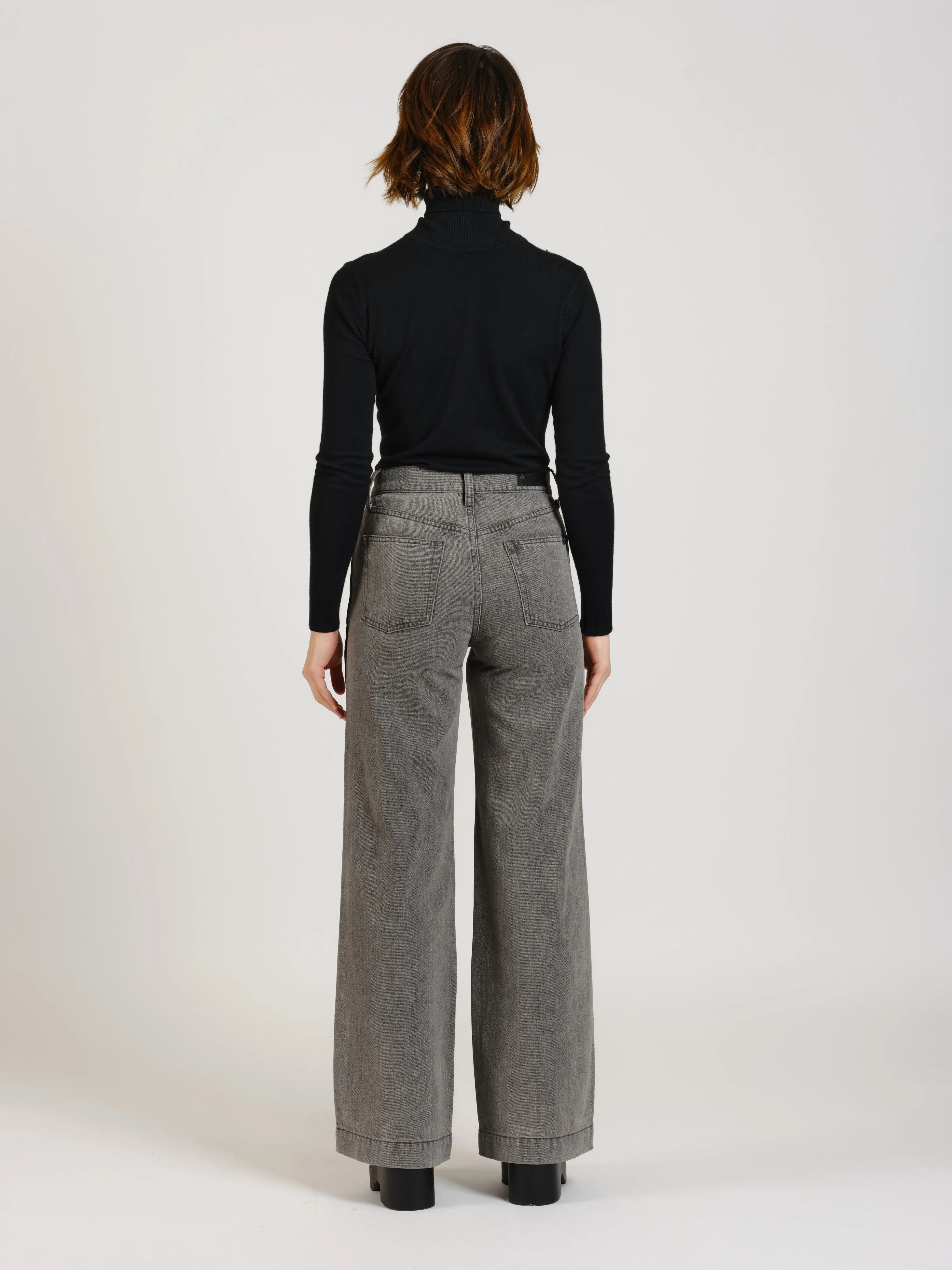 Jean large taille haute FLEURE GREY