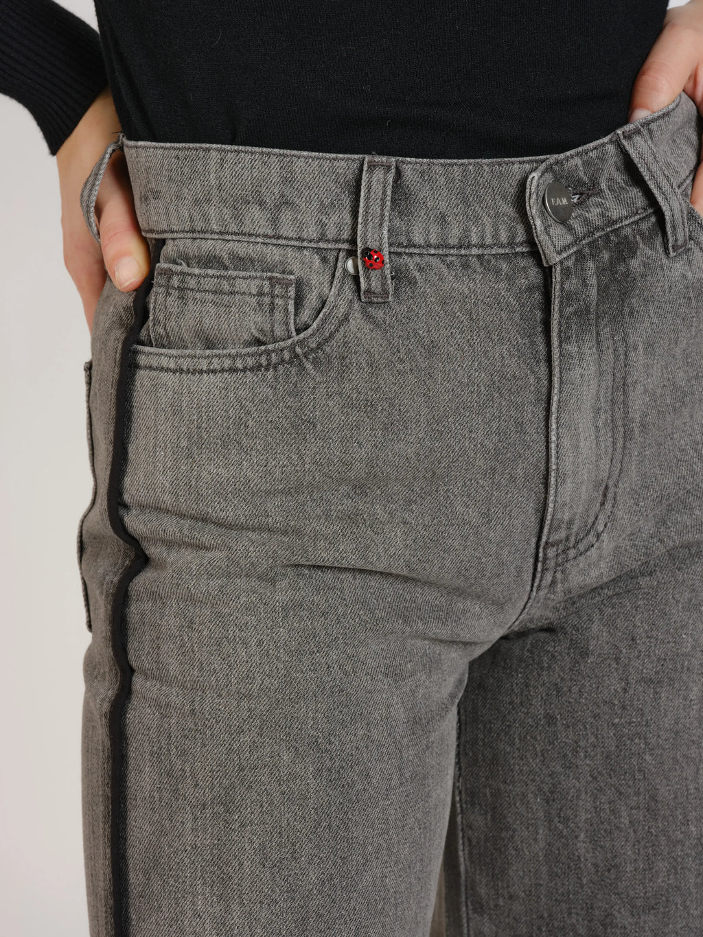 Jean large taille haute FLEURE GREY