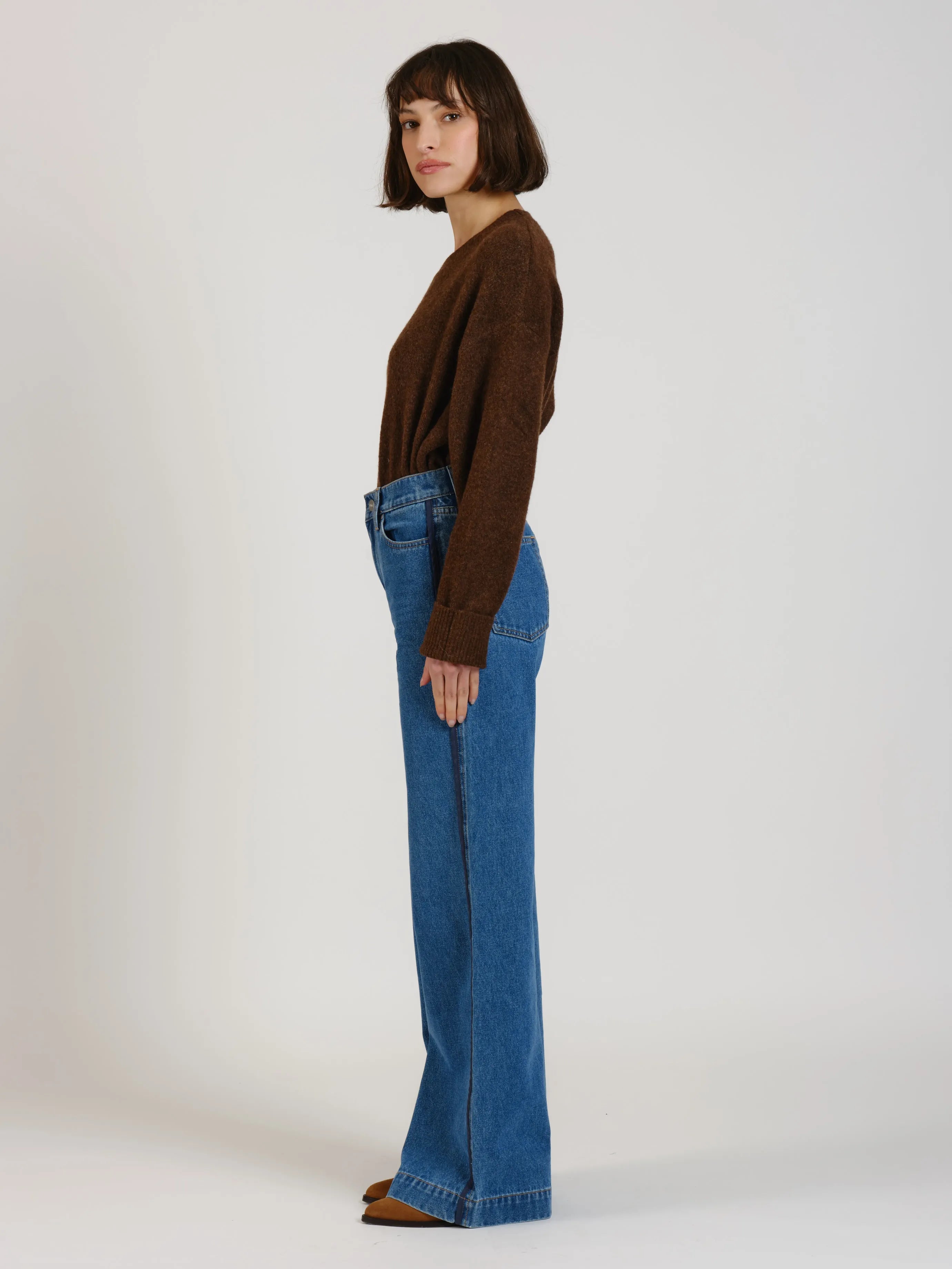 Jean large taille haute FLEURE STONE