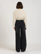 FLORA high-waisted wide-leg black jeans