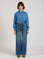 Jean large taille haute stone FLORA