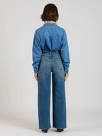Jean large taille haute stone FLORA