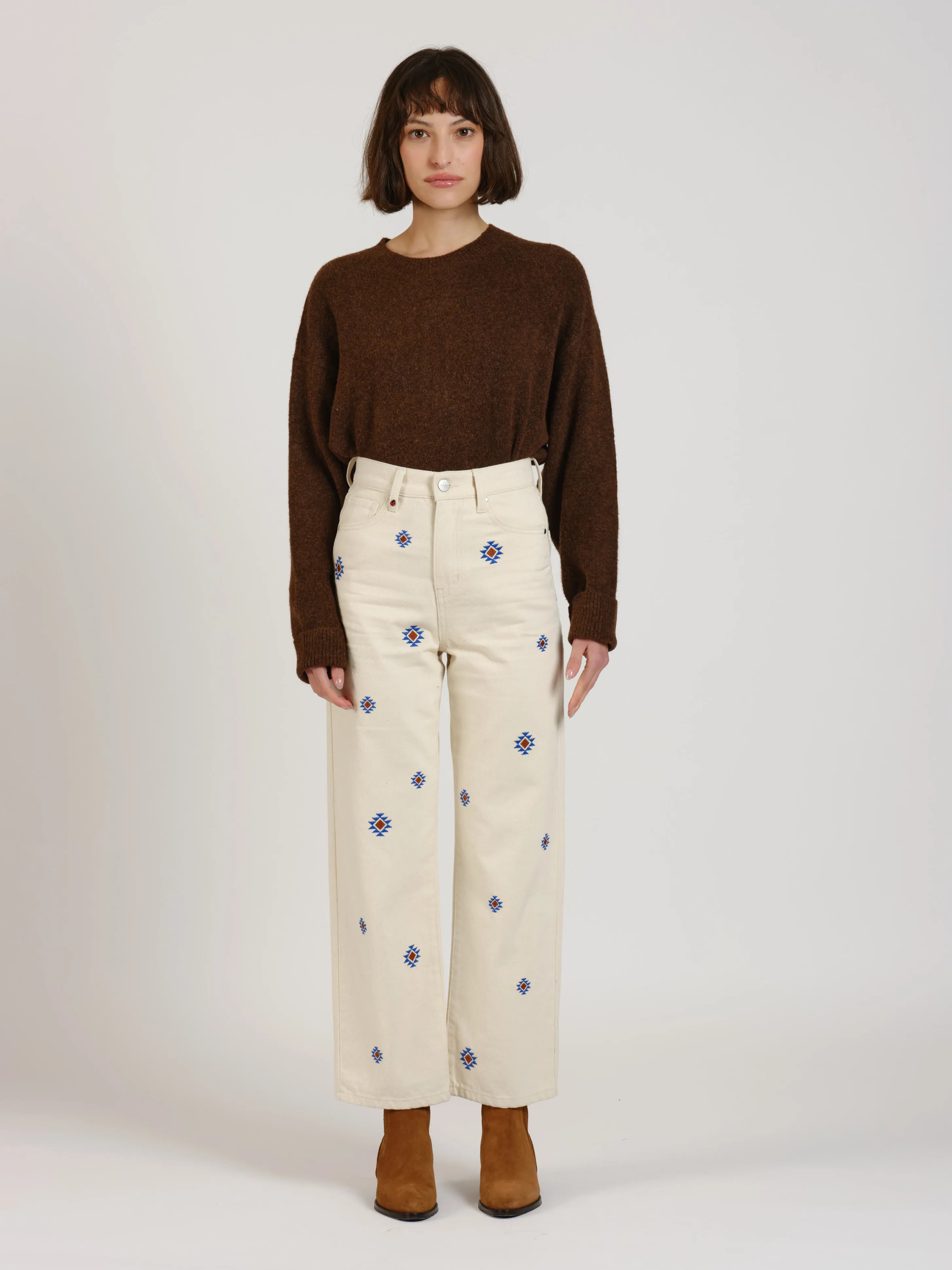 Jeans straight avec broderie POLA