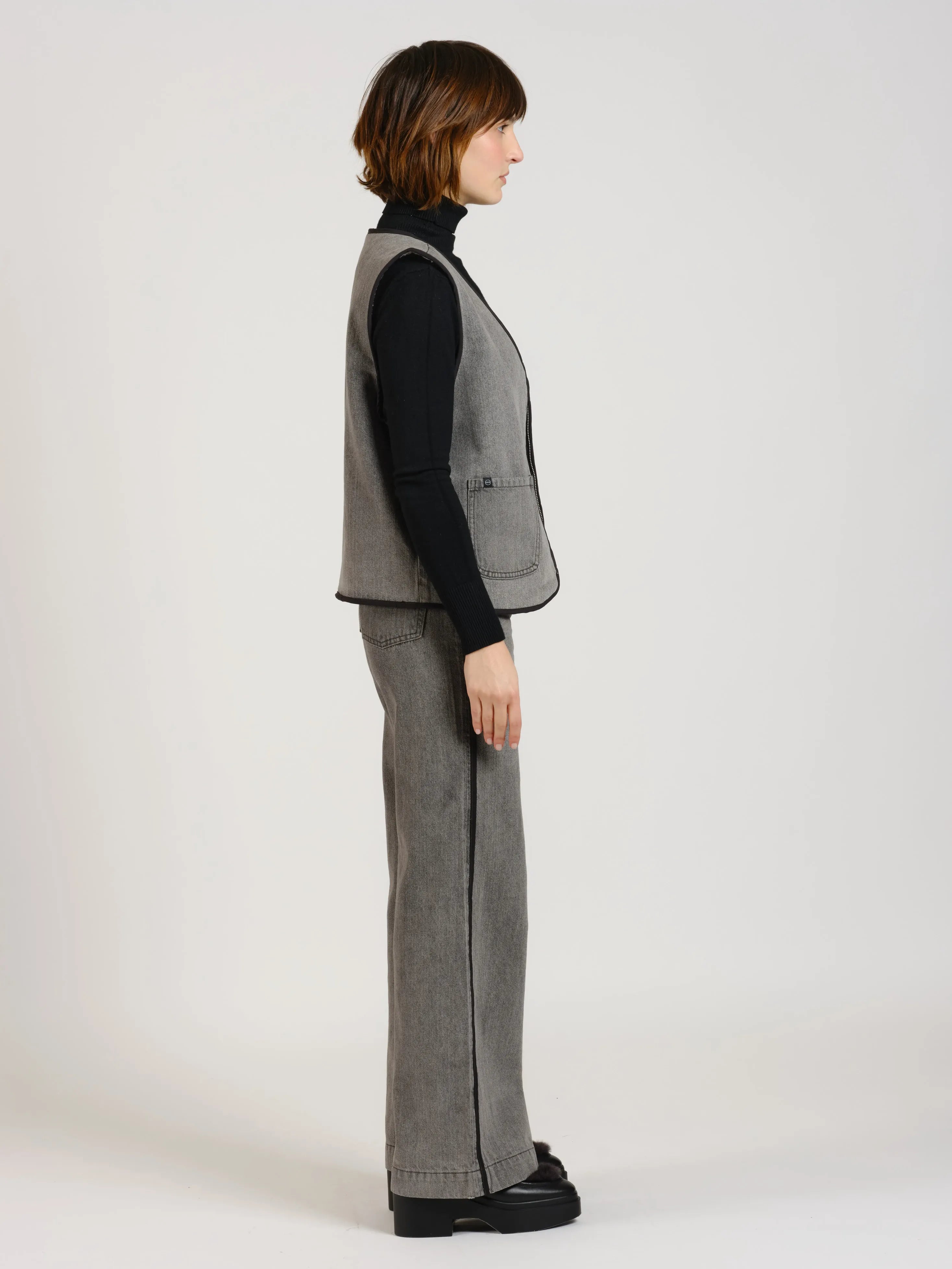 Veste sans manche réversible gris VERO