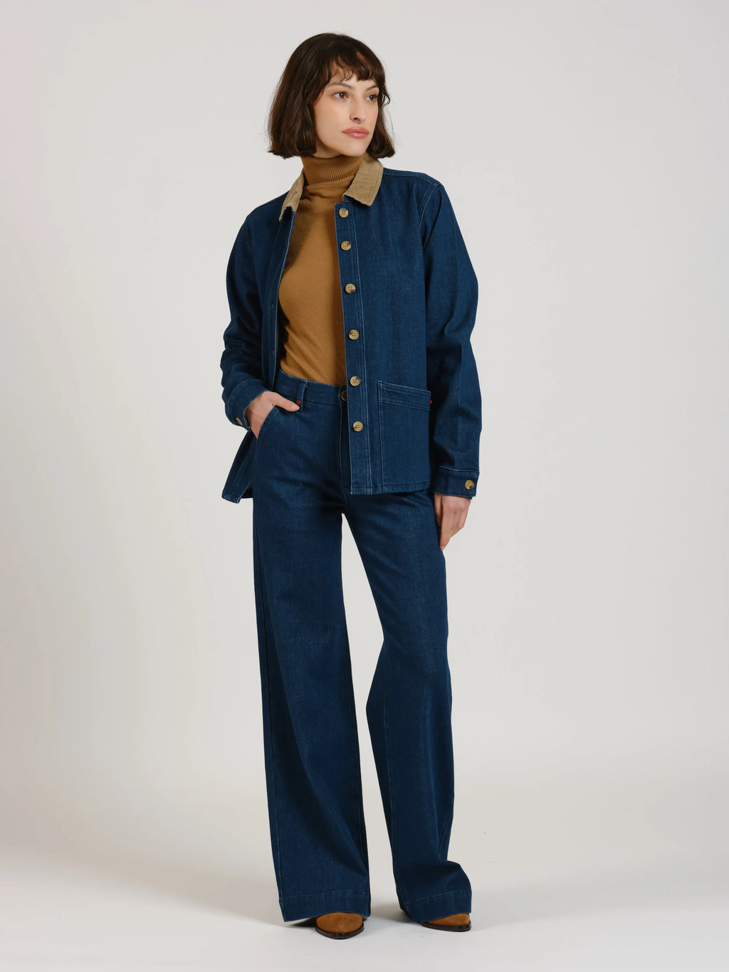 Veste en jeans avec col en velours VIVIAN