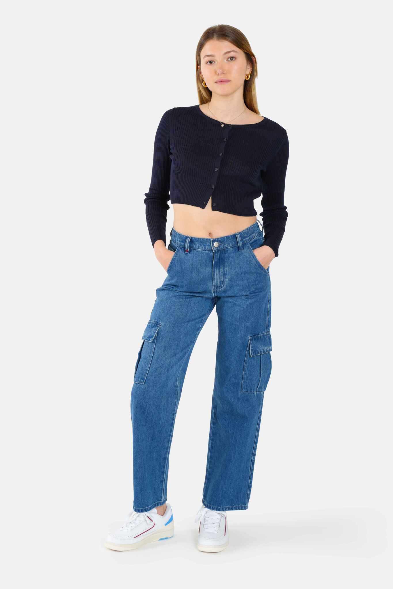 Jean Cargo Stone CHARLOTTE femme, STONE, taille 26, porté par Lilou (1m75) – photo 2
