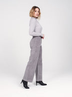 Pantalon évasé en velours gris FAUVE femme, GREY, taille XS, porté par Priscilla (1m76) – photo 3