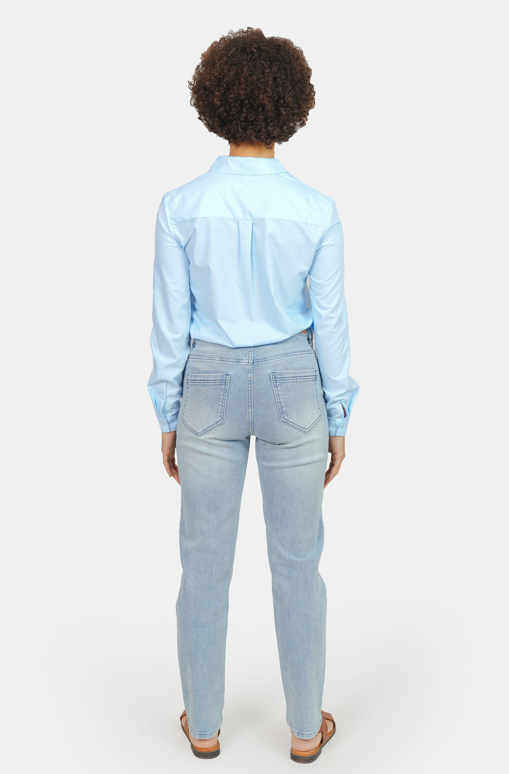 Jean mom confort bleu MARIE femme, LIGHT BLUE, taille XS, porté par Marie (1m71) – photo 4
