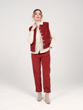 Pantalon mom en velours FRANCE femme, BRICK, taille XS, porté par Priscilla (1m76) (FAM PARIS) – photo 1