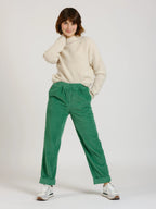Pantalon mom en velours FRANCE femme, GREEN, taille XS, porté par Sarah (1m72) – photo 5