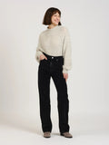 Pantalon straight en velours POLA femme, CARBON, taille 25, porté par Léa (1m70) – photo 6