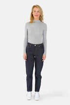 Jean Mom slim indigo POLLY femme, BRUT, taille 26, porté par Jessica (1m75) – photo 2
