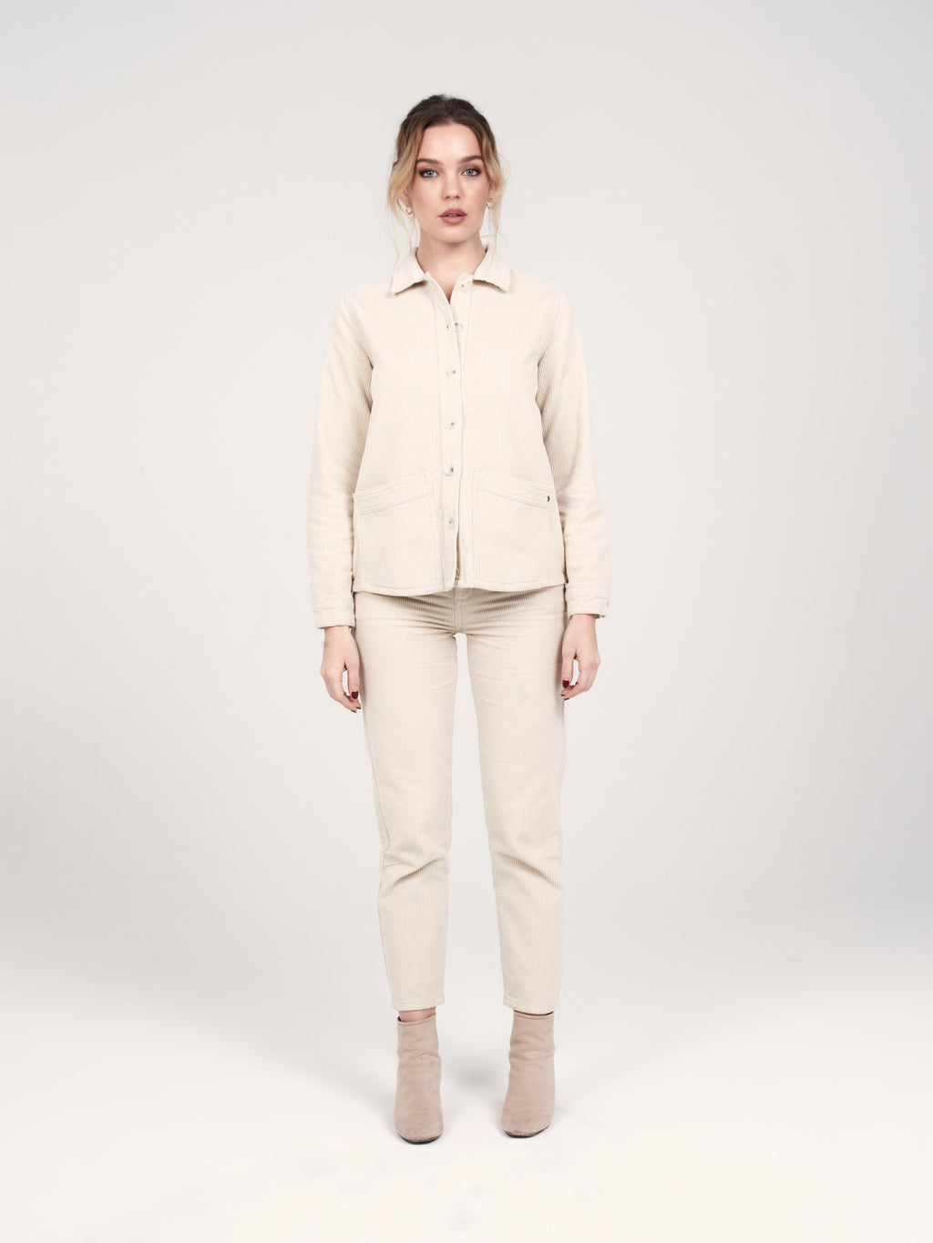Veste en velours beige VIVIAN femme, BEIGE, taille XS, porté par Priscilla (1m76) (FAM PARIS) – photo 1