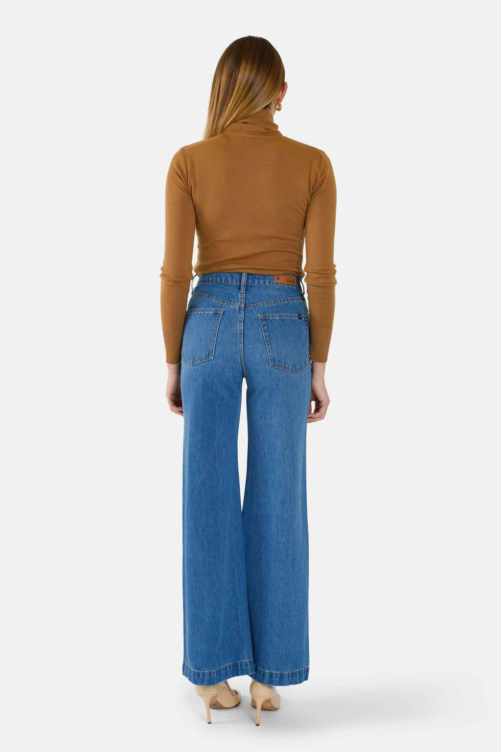 Jean large taille mi-haute FILA femme, STONE, taille XS, porté par Lilou (1m75) – photo 5