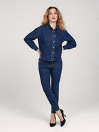 Jean boyfriend slim stone taille haute MAEVA femme, STONE, taille XS, porté par Priscilla (1m76) (FAM PARIS) – photo 1