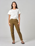 Jean boyfriend slim kaki taille haute MAEVA femme, KAKI, taille XS, porté par Priscilla (1m76) (FAM PARIS) – photo 1