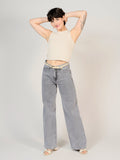 Jean large gris FLORA femme, GREY, taille XS, porté par Sarah (1m72) (FAM PARIS) – photo 1