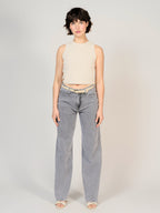 Jean large gris FLORA femme, GREY, taille XS, porté par Sarah (1m72) – photo 2
