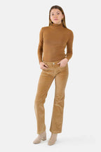 Pantalon bootcut en velours taille mi-haute BELLA femme, CAMEL, taille 26, porté par Lilou (1m75) (FAM PARIS) – photo 1