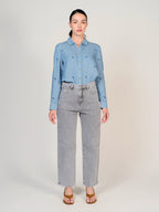 Jean droit gris POLA femme, GREY, taille 25, porté par Mélissa (1m70) – photo 2