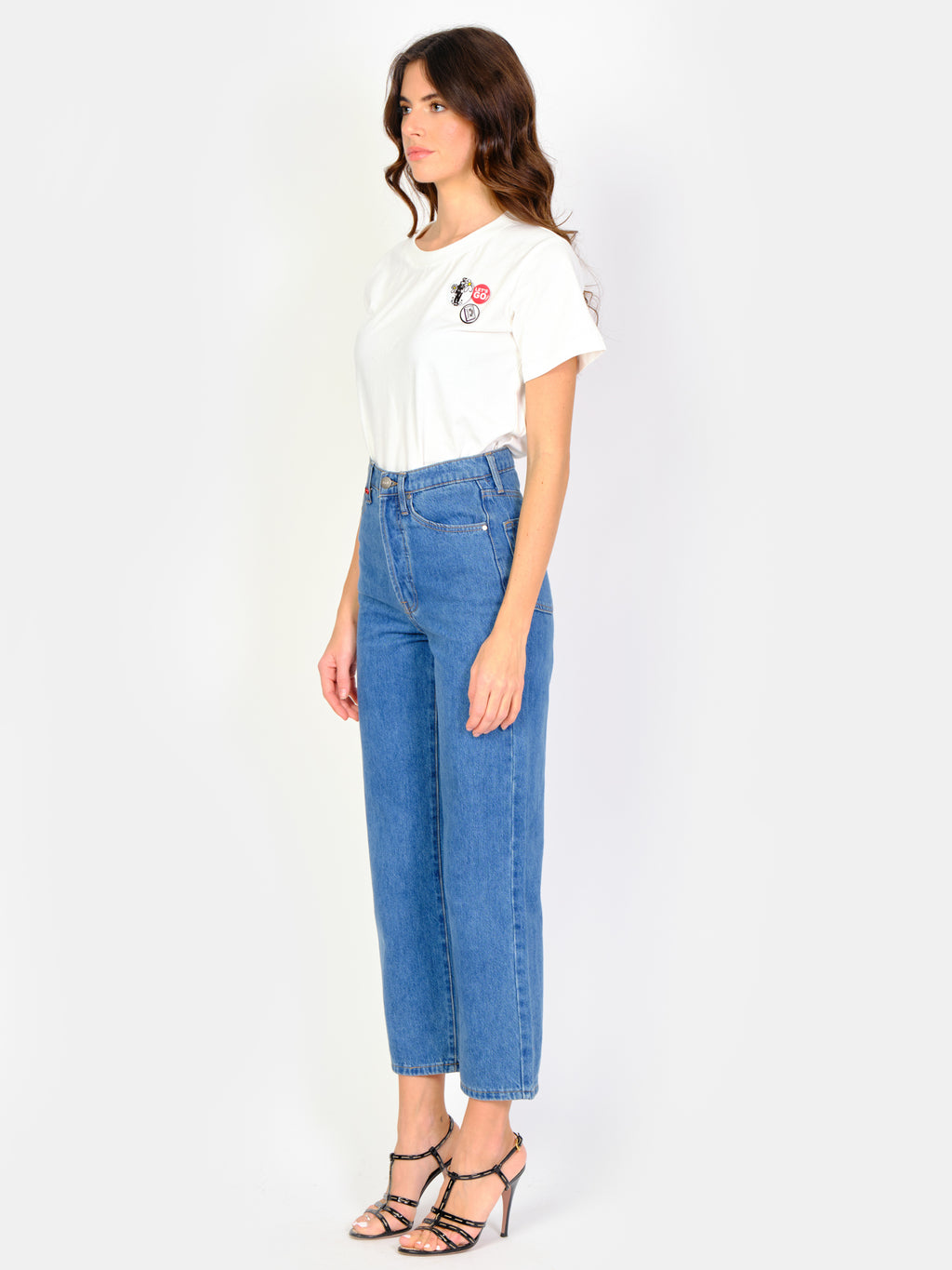 Jean droit court stone POLA femme, STONE, taille 25, porté par Amanda (1m76) – photo 2